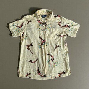 POLO RALPH LAUREN Saranac Camp Diver Short Sleeve Button Down Shirt Size Medium
